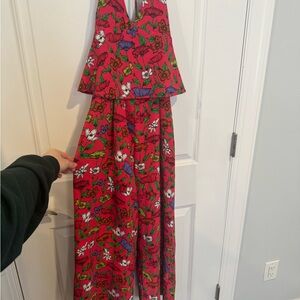 Zara Black and Red Floral Jumpsuit